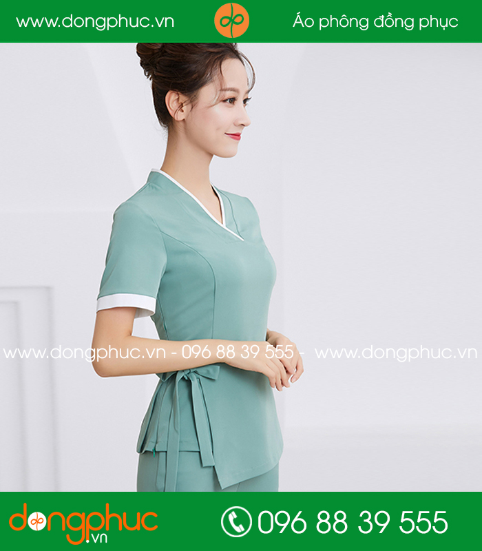 đồng phục spa màu ghi đậm